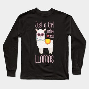 Just A Girl Who Loves Llamas - Funny Llama Girls Long Sleeve T-Shirt